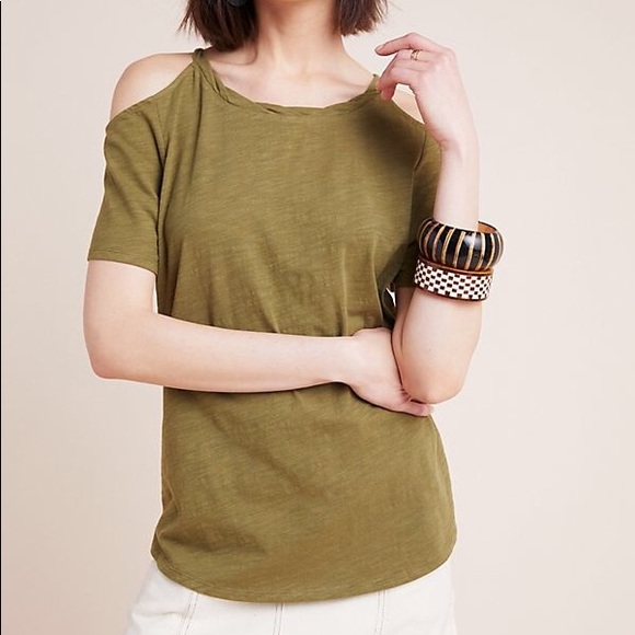 NWT Maeve Anthropologie Cold Shoulder Olive Green - Picture 7 of 7